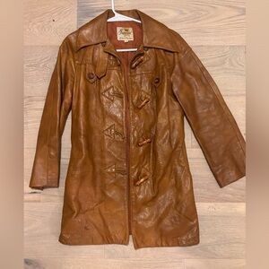 Vintage Brown Leather Trench Coat